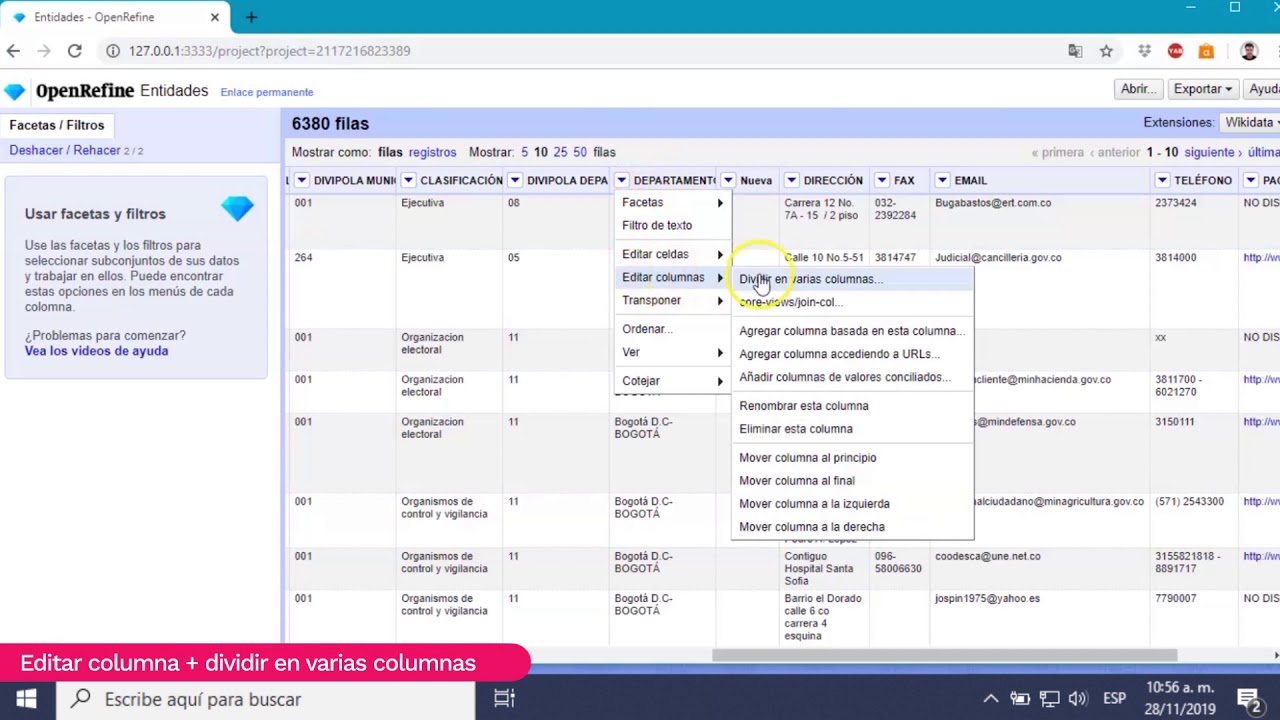 Funcionalidades Open Refine