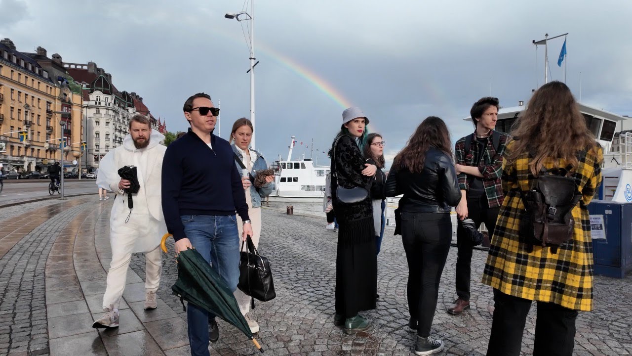 Stockholm, Sweden | Rainy Day and Rainbows | City Centre Walk | - 4K