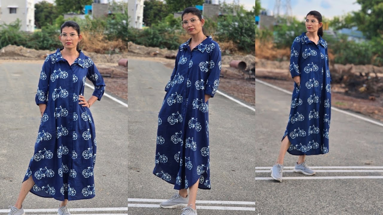 Shirt pattern dress cutting and stitching  tutorial