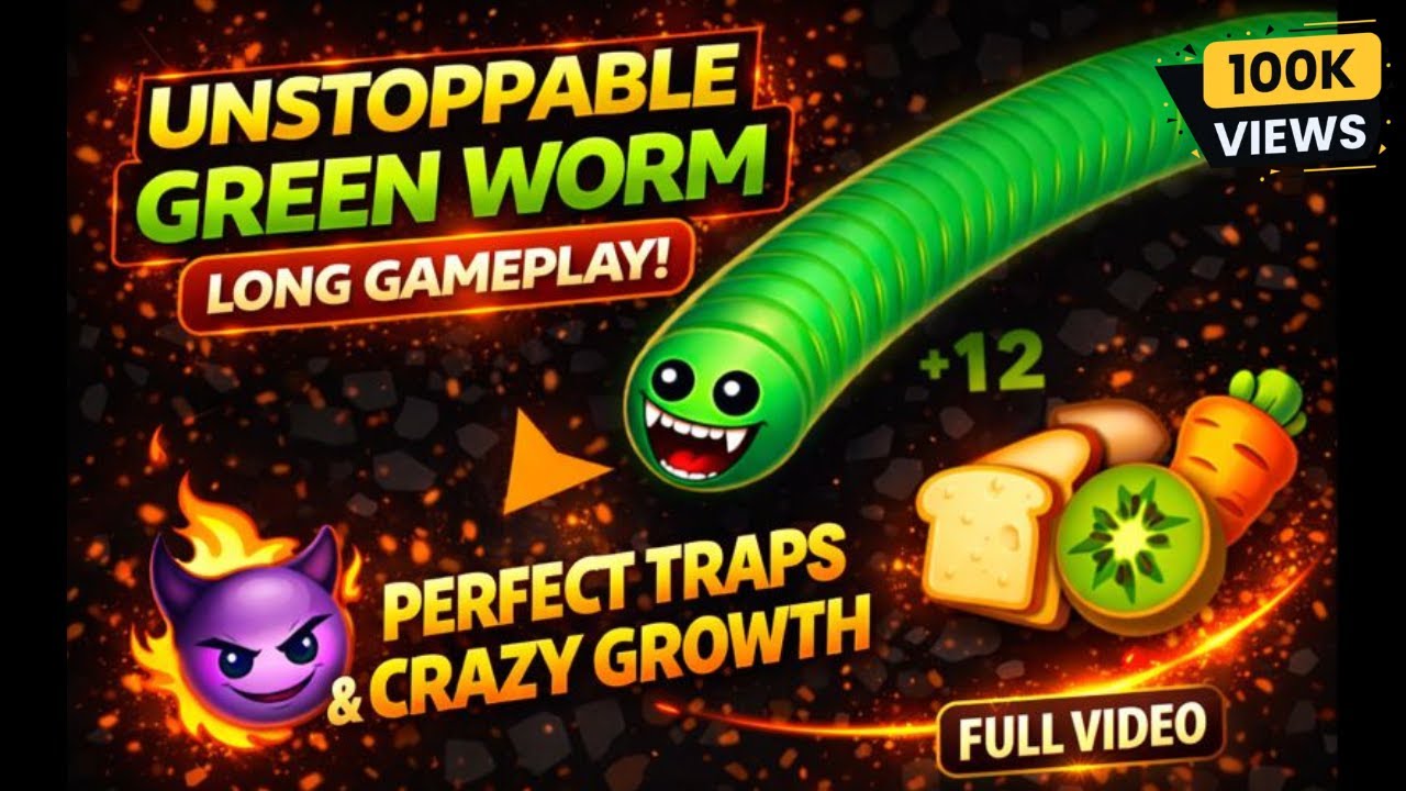 🪱 Unstoppable Green Worm 🔥 Long Gameplay | Perfect Traps & Crazy Growth #wormszone #wormszoneio
