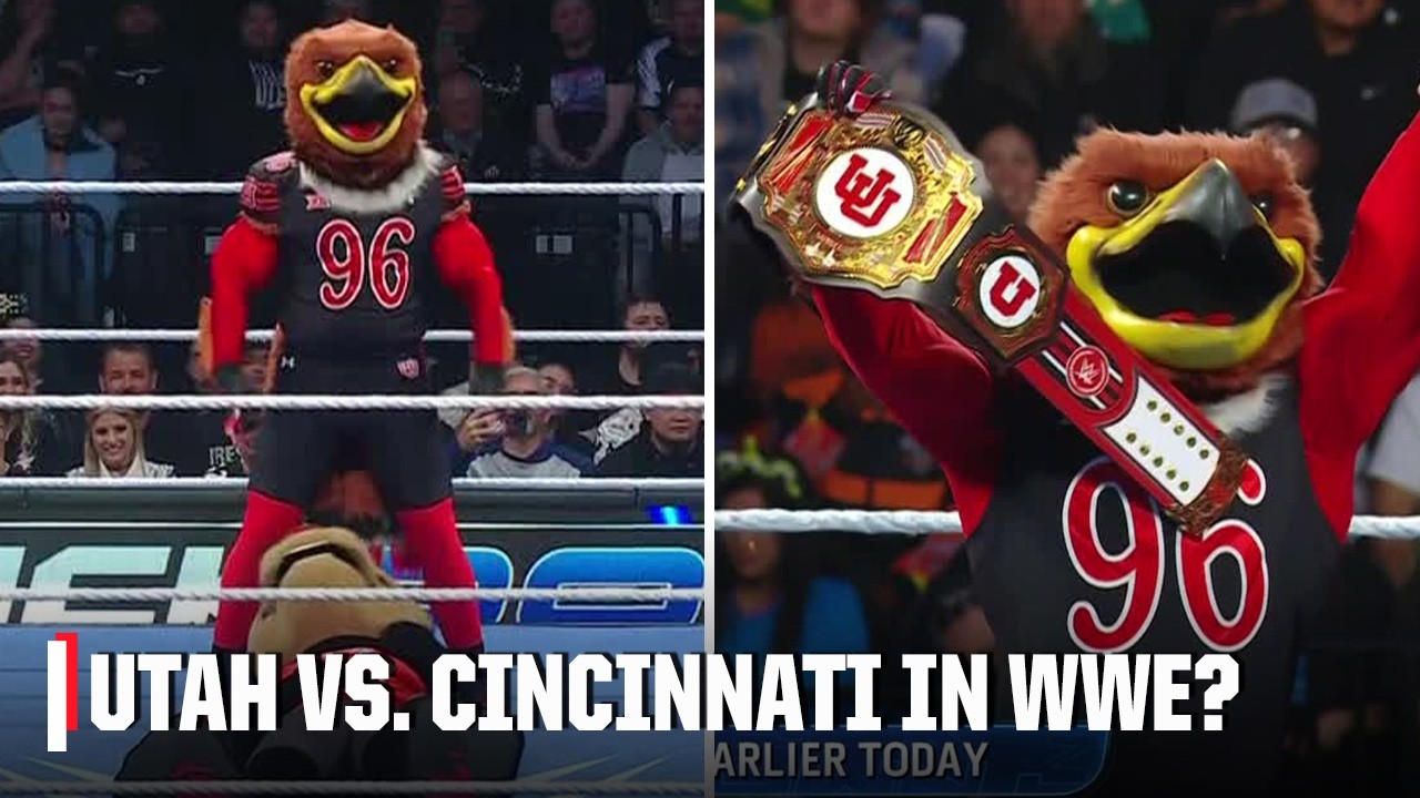 Utah's mascot hits 'The People's Wing' on Cincinnati's mascot on SmackDown 🤣 | ESPN CFB