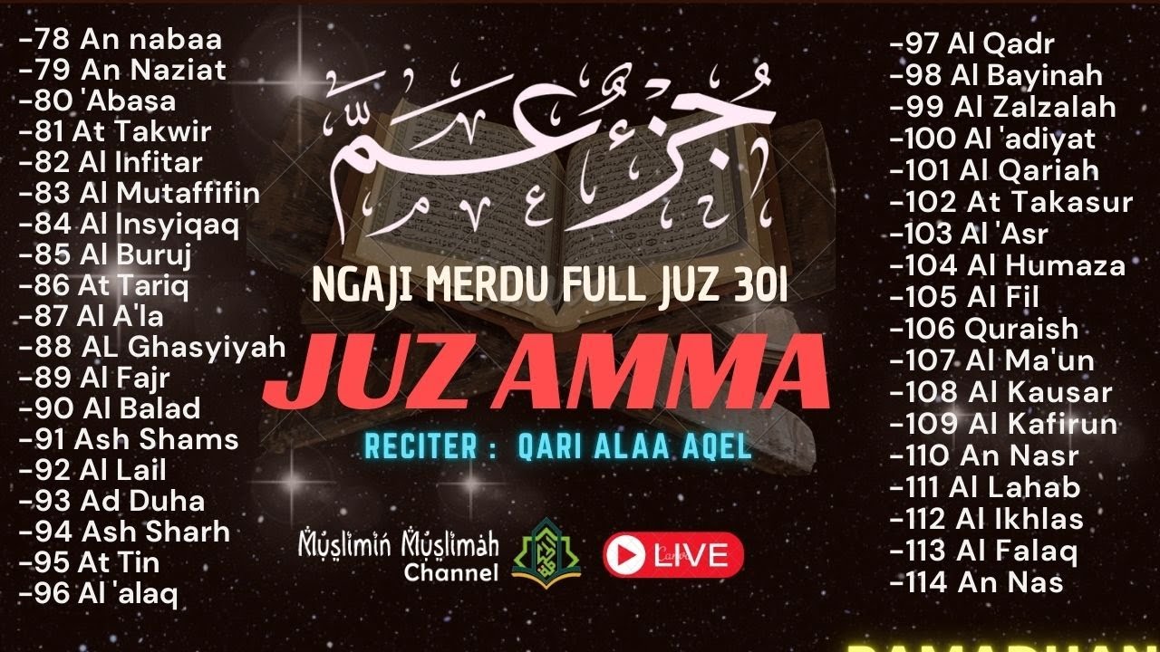 🔴NGAJI MERDU AL-QUR'AN JUZ 30 [JUZ AMMA] BY QORI ALAA AQEL PEMBUKA PINTU REJEKI PENGANTAR TIDUR  265
