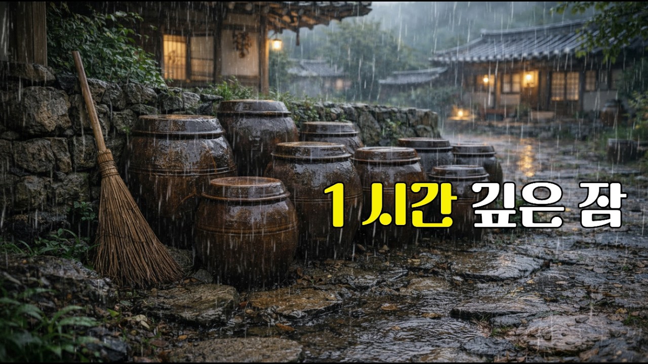 1시간 깊은 잠 🌧 장독대에 내리는 시골 빗소리 | 불면의 밤을 위한 Rain ASMR