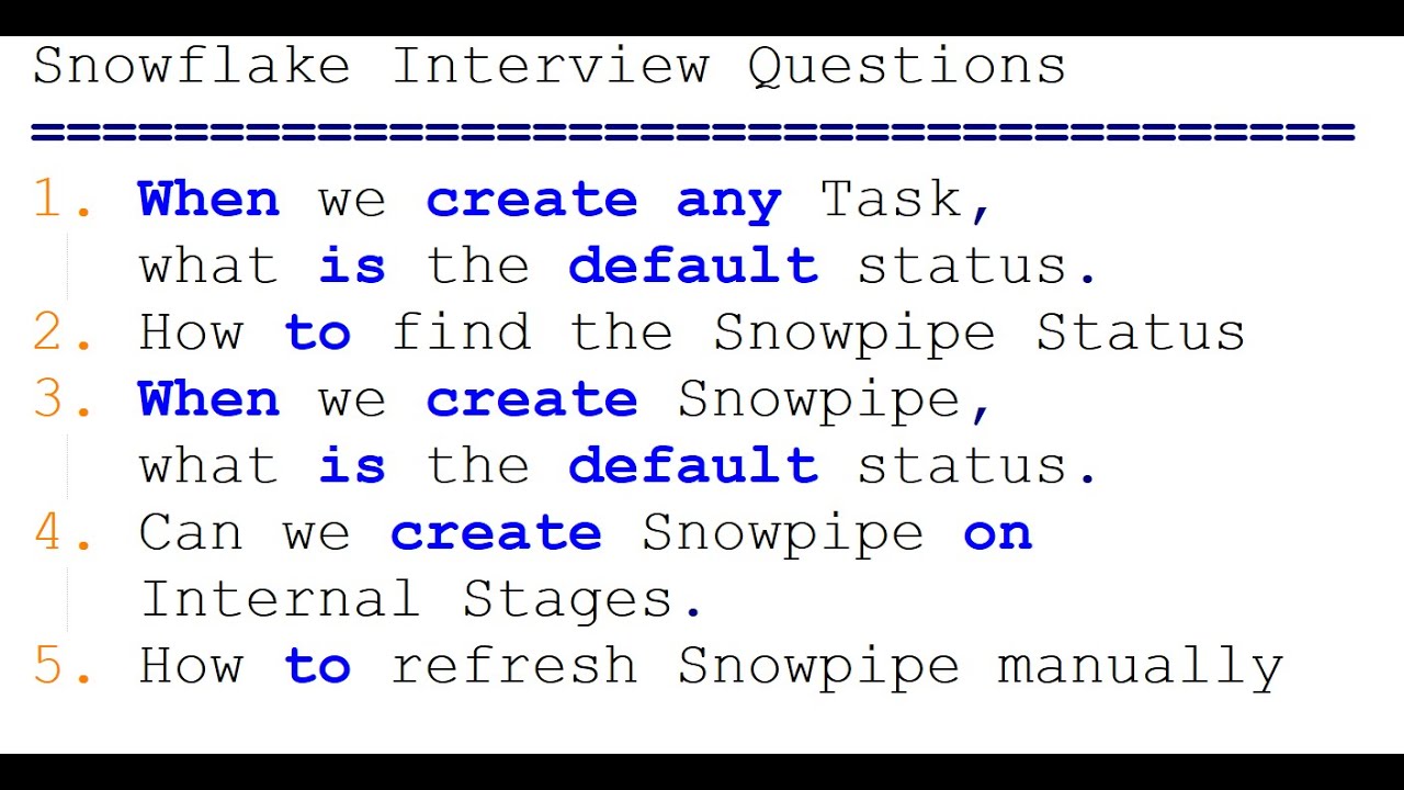 Snowflake Interview Questions and Answers for Experienced
