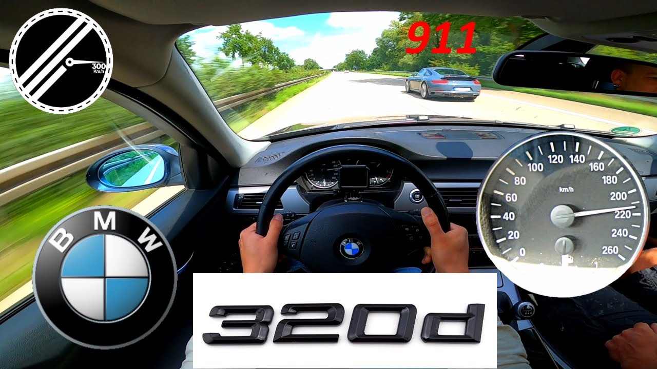 BMW 320d touring E91 163 PS Top Speed Drive On German Autobahn No Speed Limit