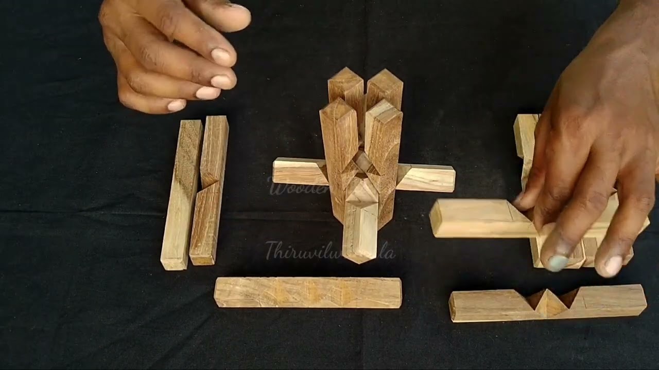 15 pieces diamond wooden puzzle solution