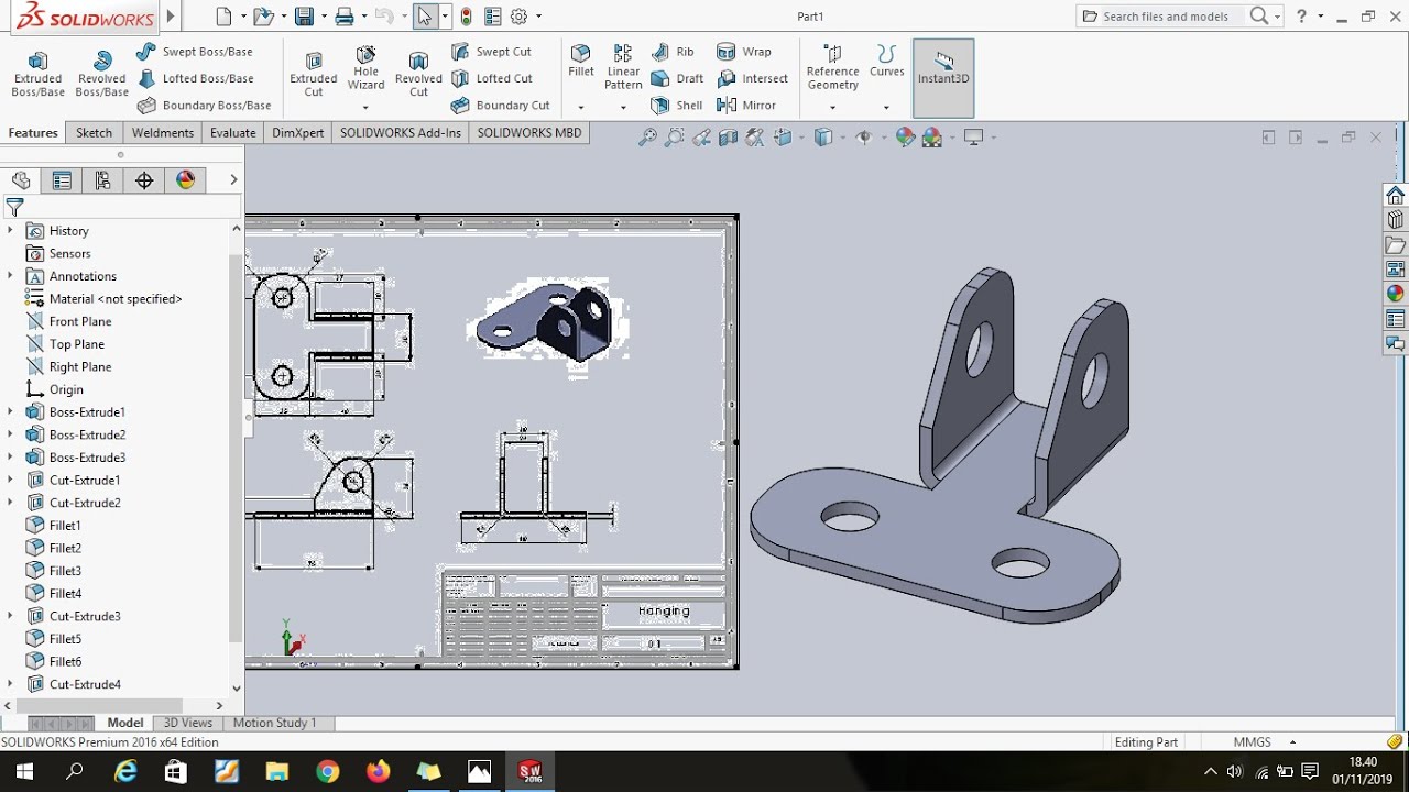How to make a Bracket | Solidworks 2016 Tutorial