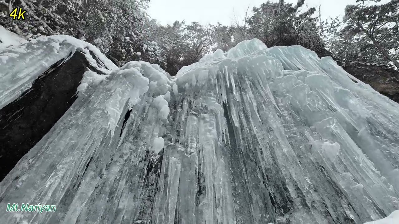 4k 氷瀑 御船の滝 ミフネブルー