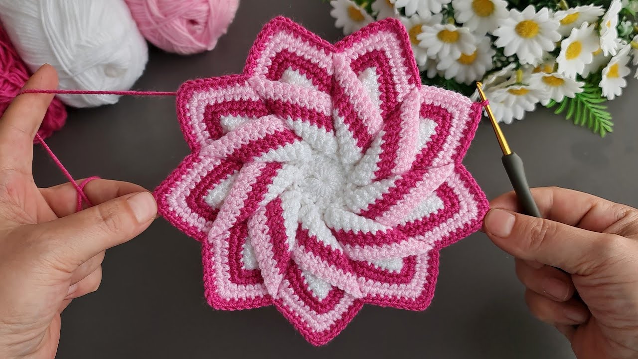 Wow!. Amazing!.. 😇 Super easy very useful crochet.Beautiful motif crochet coaster - 3D flower motif