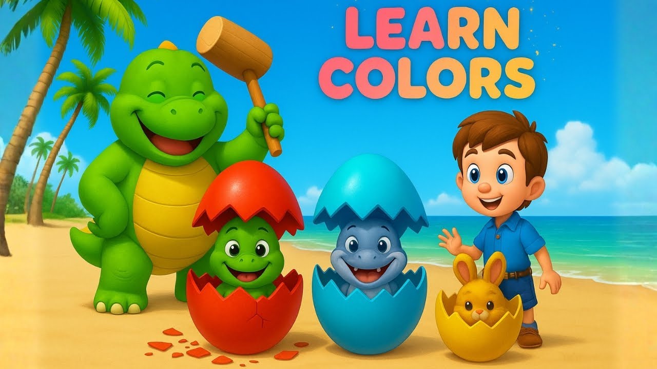 Color Song for Kids | Dino Smashes Colorful Eggs and Learns Colors | Dino Melody Kids