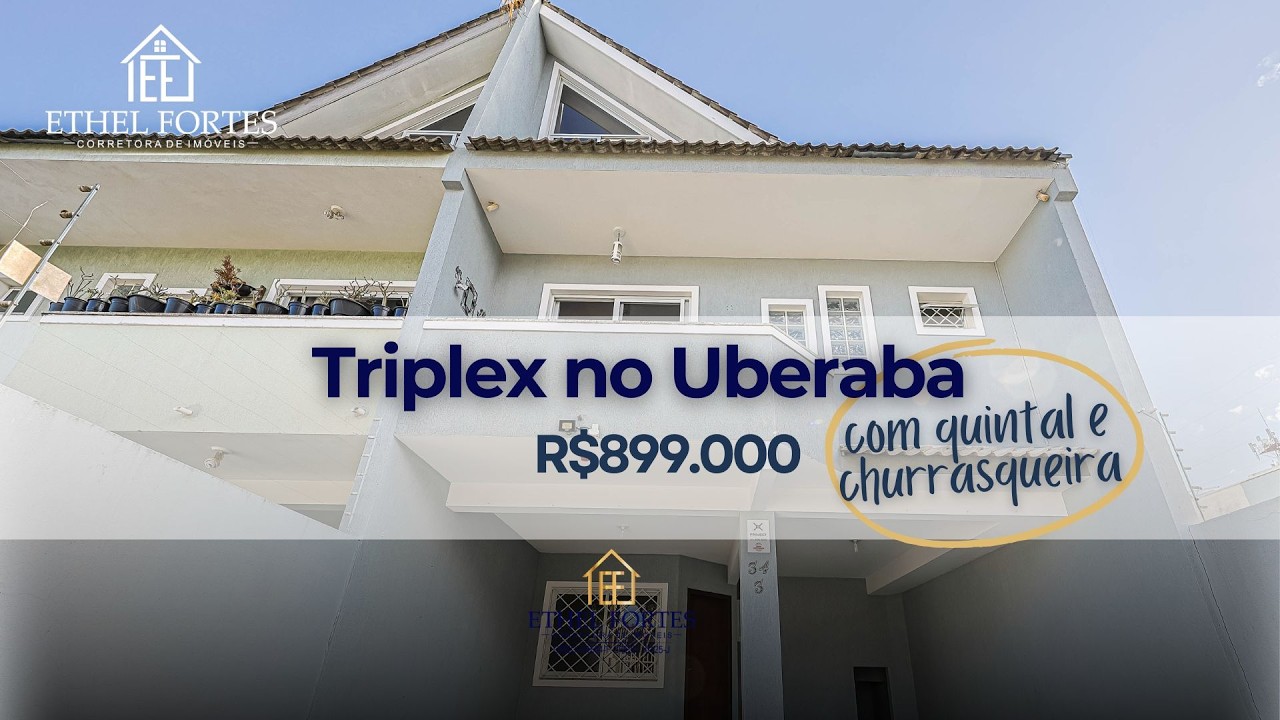 TRIPLEX DE FRENTE PARA RUA NO UBERABA | 3 QUARTOS + ÁTICO + QUINTAL | 3 VAGAS