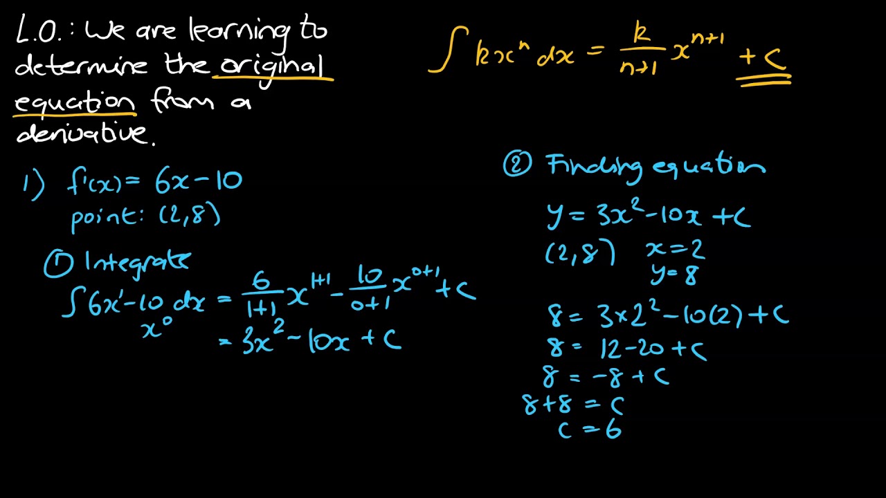 10 Finding the original function from the derivative