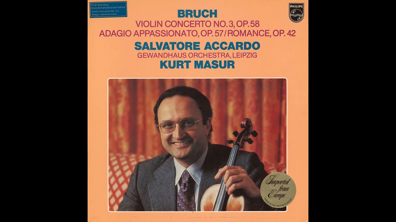 Bruch: Adagio Appassionato, Op. 57 - Salvatore Accardo, Kurt Masur, Gewandhausorchester