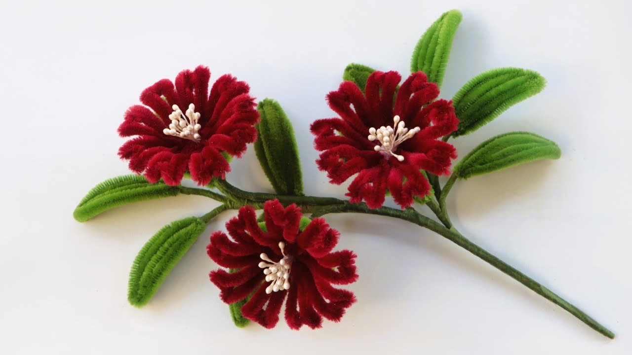 Pipe Cleaner Flowers Crafts/ How To Make Flower From Pipe Cleaner/ Fuzzy Wire Flowers Tutorial