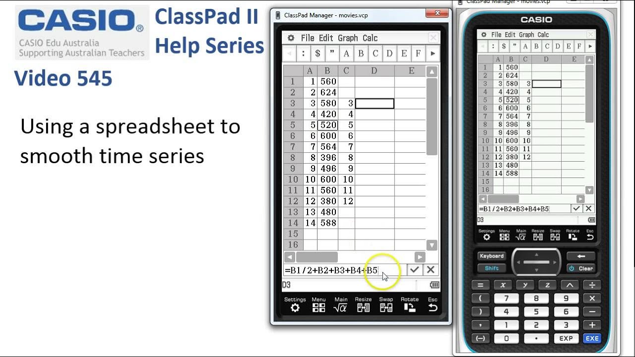 ClassPad Help 545 - Smoothing Time Series