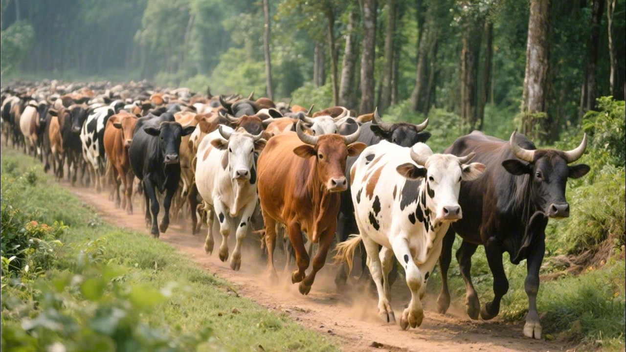 Cows Walk Slowly Through the Untouched Forests - Cow Mooing - Cow Video