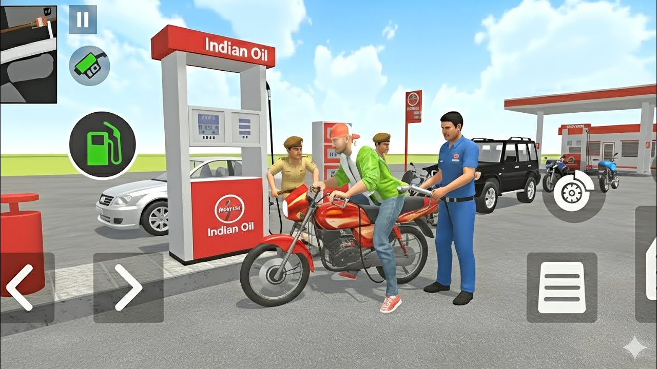 Indian Theft Auto Franklin at Indian Oil Petrol Pump ⛽ | Police Entry | Bike Refuel Gameplay