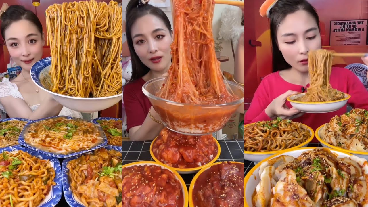 Mukbang : Eating Spicy Noodles 🍜🍜 fire Noodles 🍜 with Hotdogs 🍳 egg#hotdog #noodles #eatingshow 
