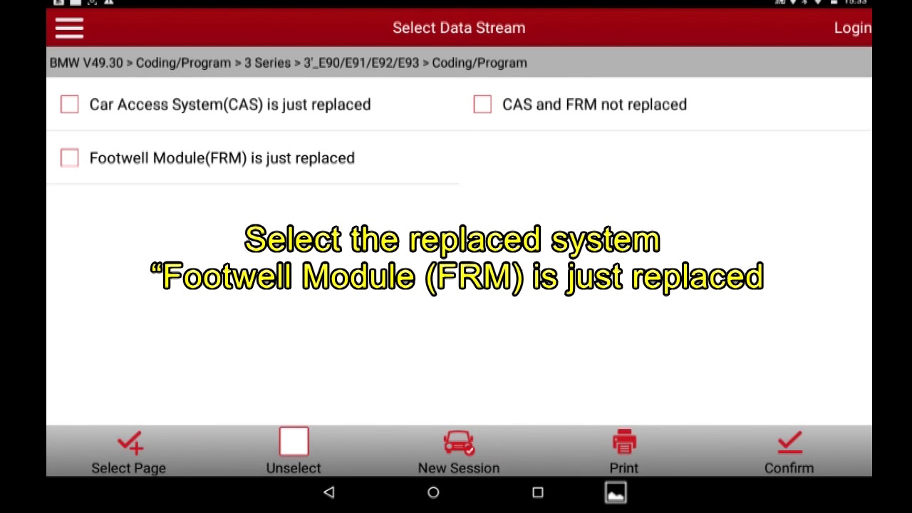 [LAUNCH X-431PRO/PRO3] E-series FRM (Footwell Module) Coding Instructions, BMW (2010)
