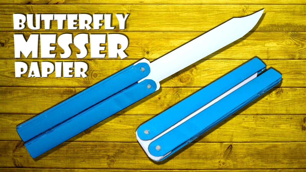 Butterflymesser selber machen Spielzeug Messer aus Papier basteln - paper knife butterfly DIY [4K]