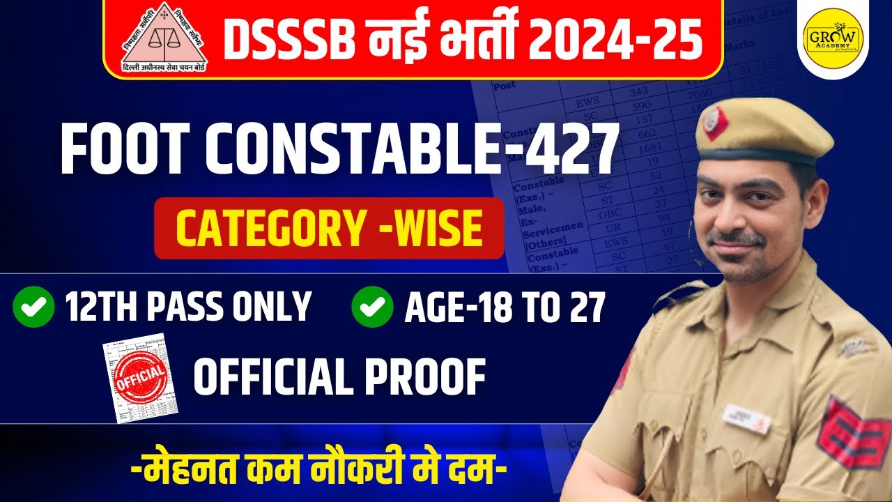 DSSSB New Vacancy | Foot Constable- 427 | DSSSB 2024 - 25 | मेहनत कम नौकरी मे दम | Sombir Sir