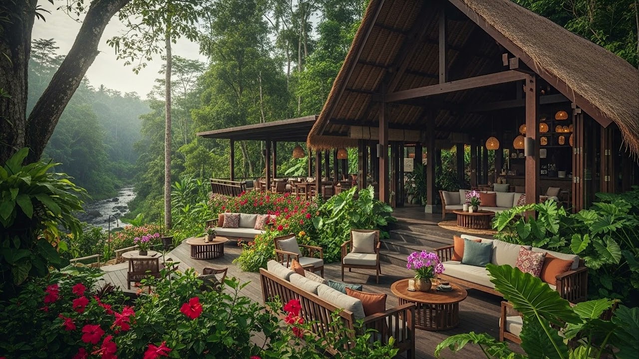Luxury Wooden Cafe in Ubud | Deep Focus & Relaxation Music