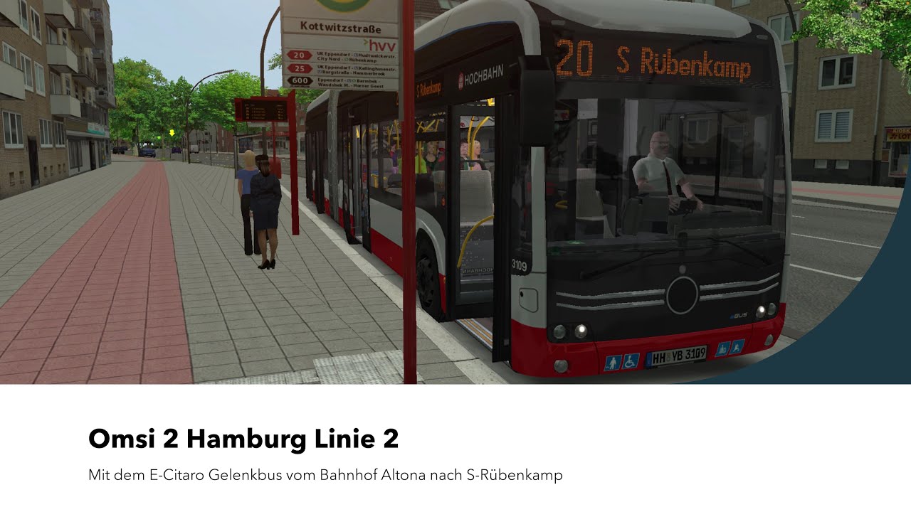 Omsi 2 Hamburg Line 20 🚎 | E-Citaro Gelenkbus Altona - S-Rübenkamp