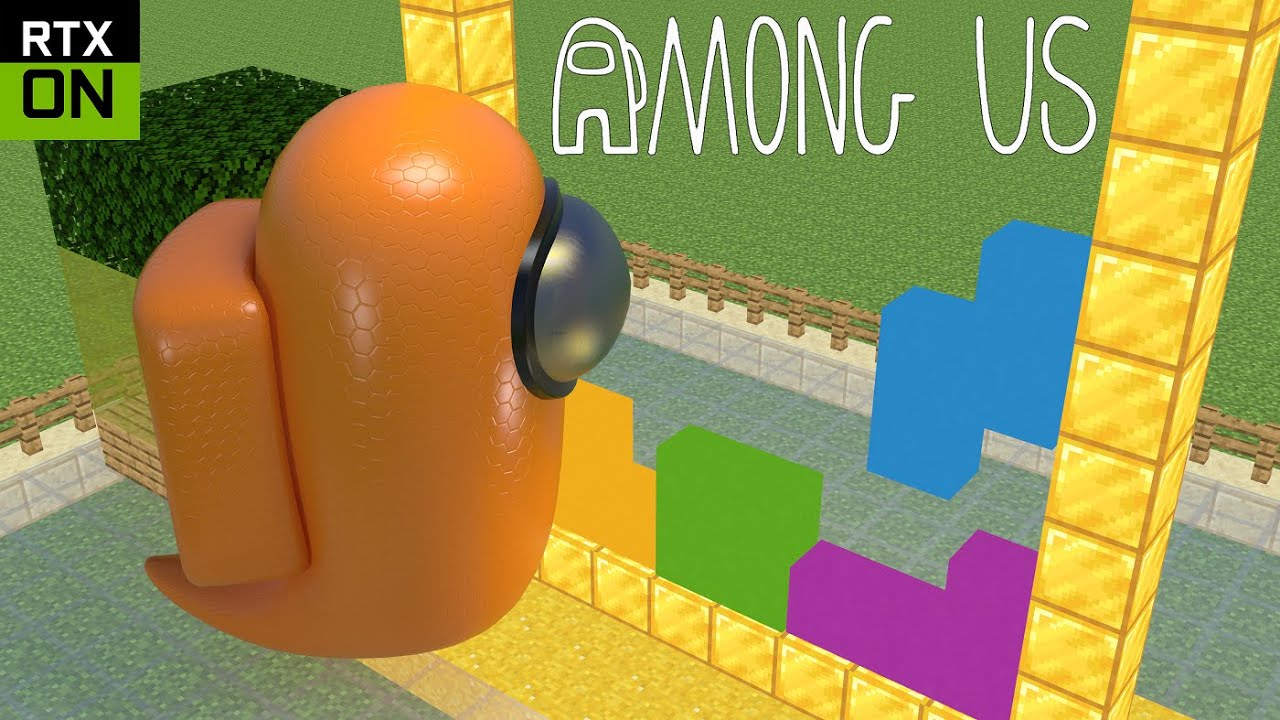 Among Us Ghost VS Minecraft Softbody Tetris - RTX ON 3D Animation 😄[4K/60FPS]