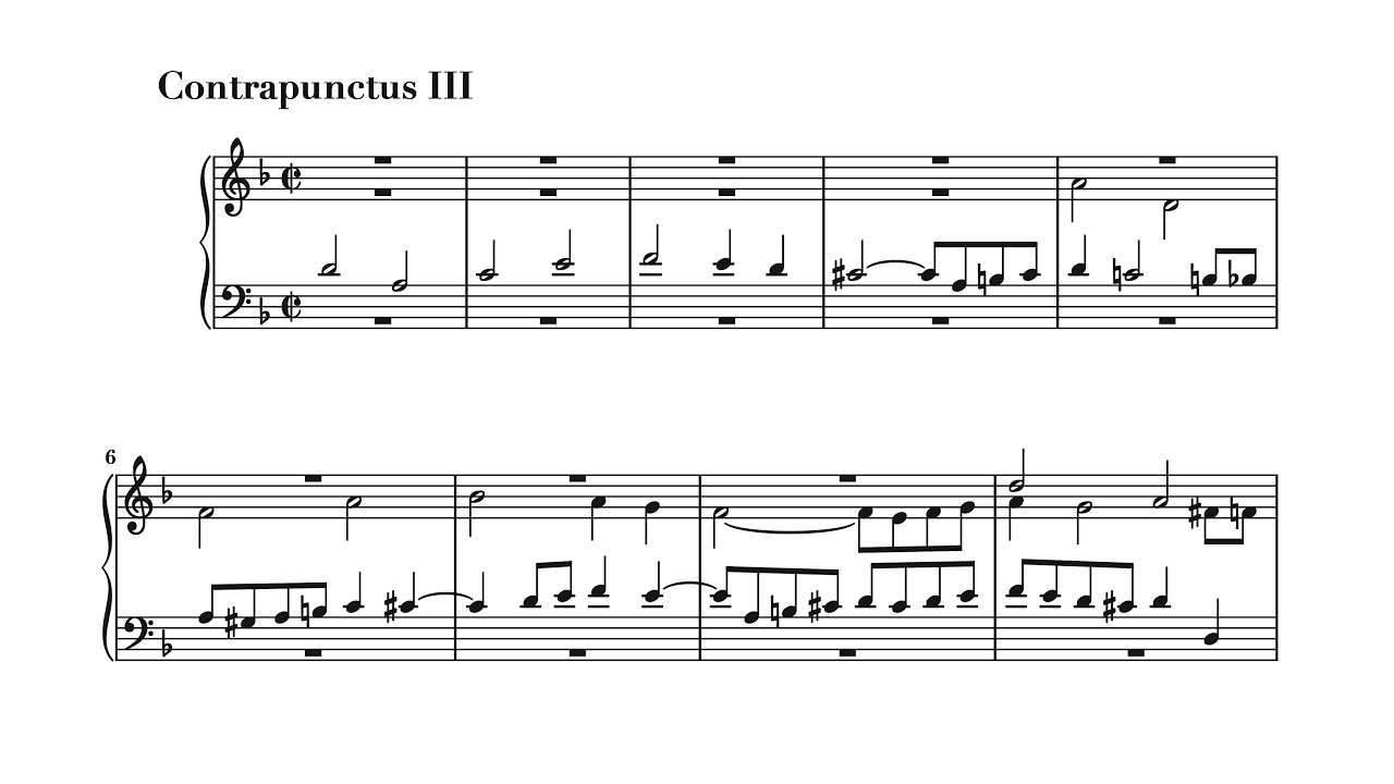 Bach Art of Fugue - Contrapunctus 3 + FREE SHEET MUSIC P. Barton, FEURICH piano