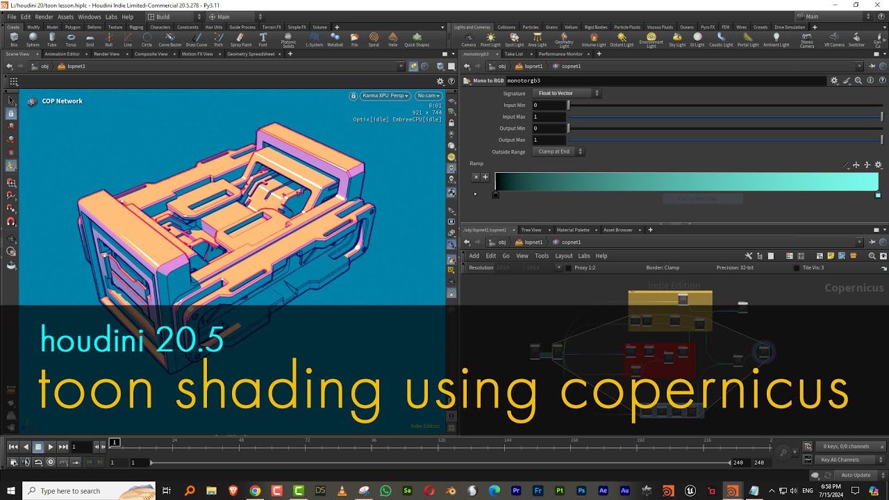 Houdini 20.5 - toon shading using copernicus