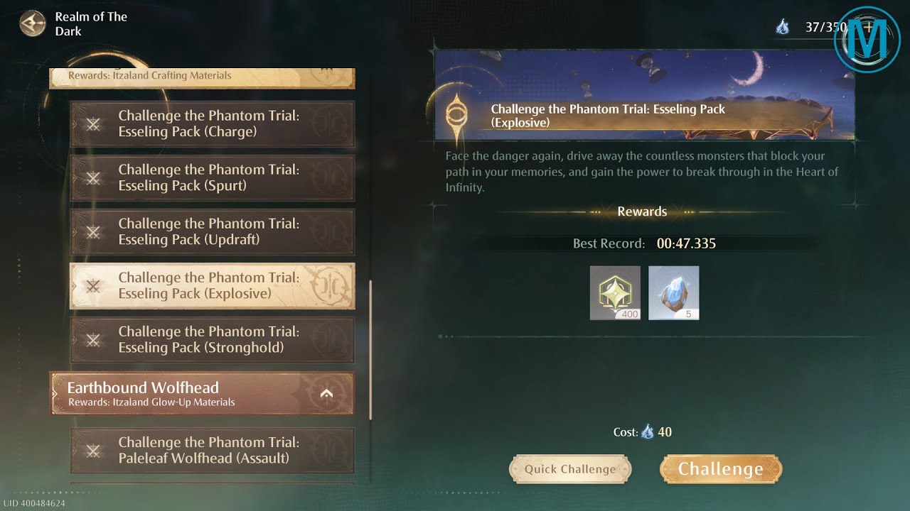 Realm of The Dark / Challenge the Phantom Trial:Esseling Pack (Explosive) | Infinity Nikki