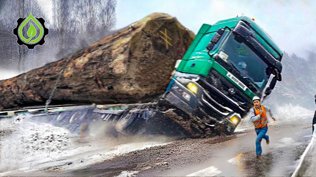 Extreme Dangerous Big Logging Wood Truck Driving Skill | Fastest Chainsaw Cutting Tree Machines #8
