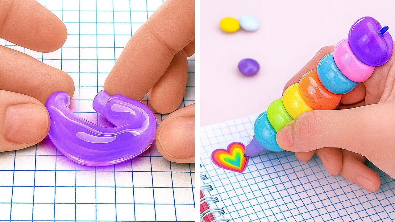 PERLENGKAPAN SEKOLAH DARI NEGERI PERMEN! 🍬 Ide Pena Permen & Kerajinan Sekolah DIY 🖊️🎒