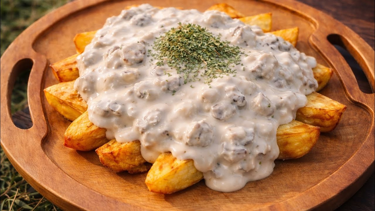Restaurant-Style Fries with Creamy Alfredo Sauce 🍟🧀