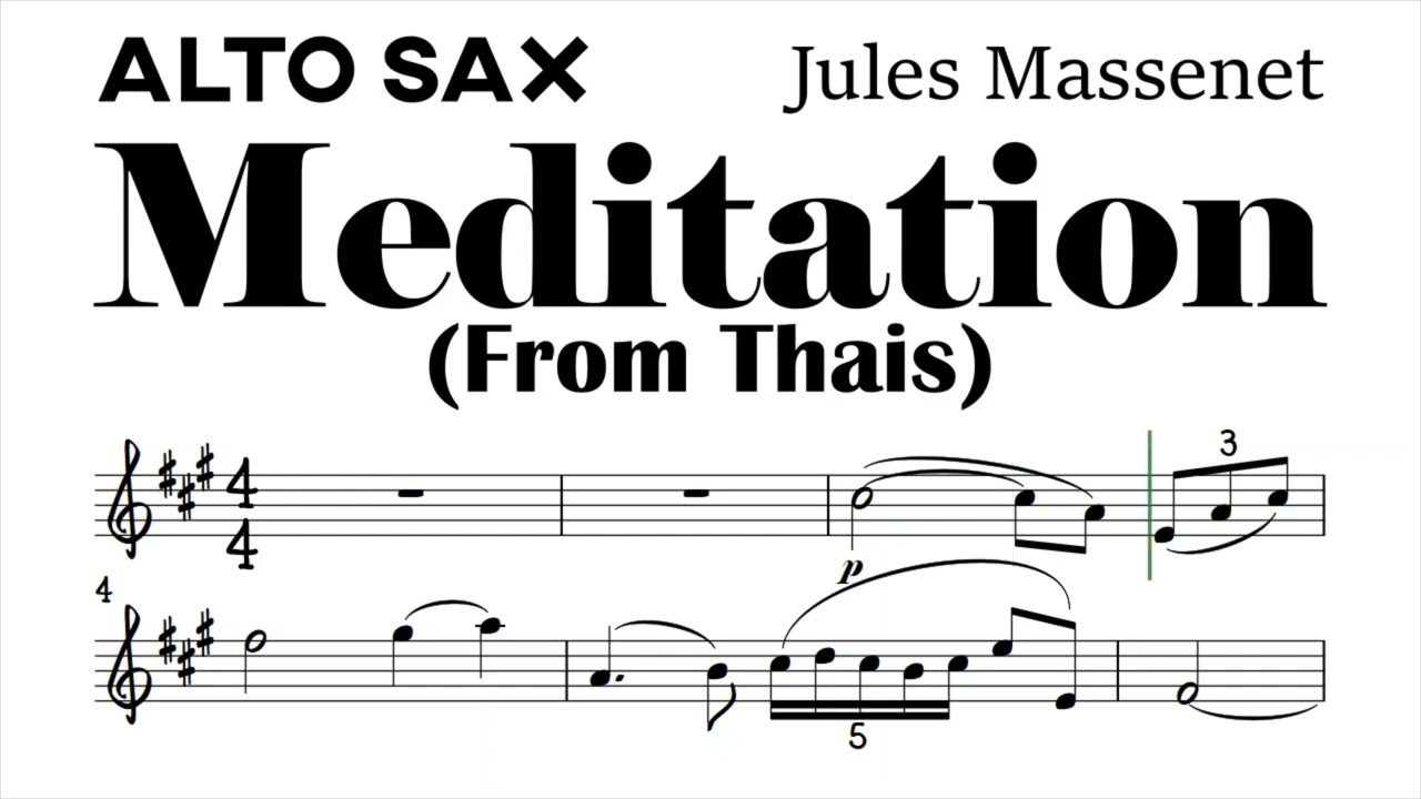 Meditation from Thais Alto Sax Sheet Music Backing Track Play Along Partitura