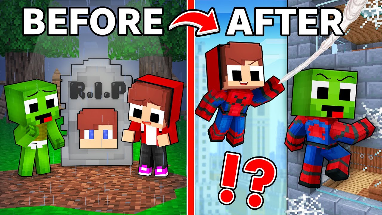 JJ and Mikey became SPIDERS and SAVED the CITY - Maizen Minecraft Animation