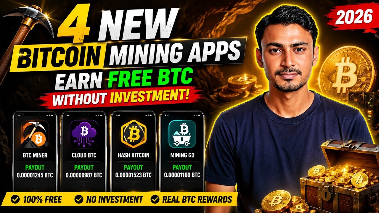 Top 4 Free Bitcoin Mining Apps on Play Store | Crypto Mining Without Investment 2026
