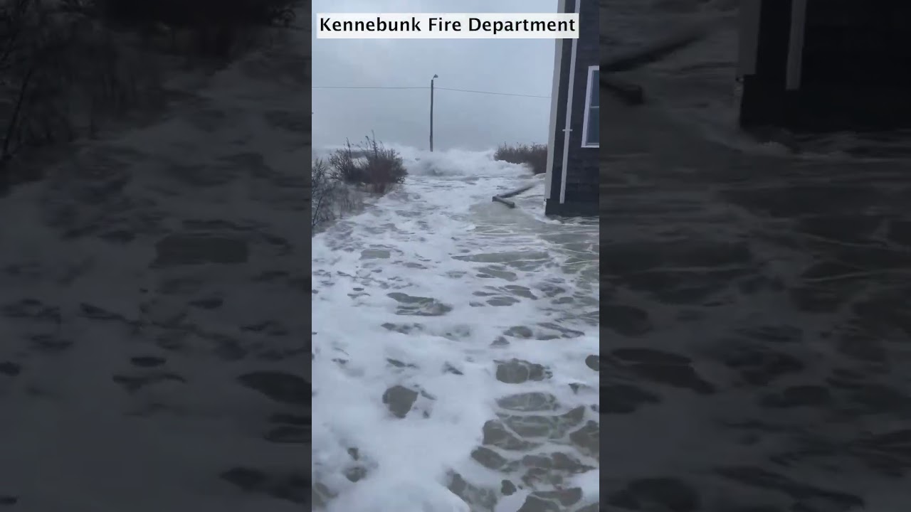 Dangerous flooding at Middle Beach, Kennebunk, Maine on Jan. 10, 2024 