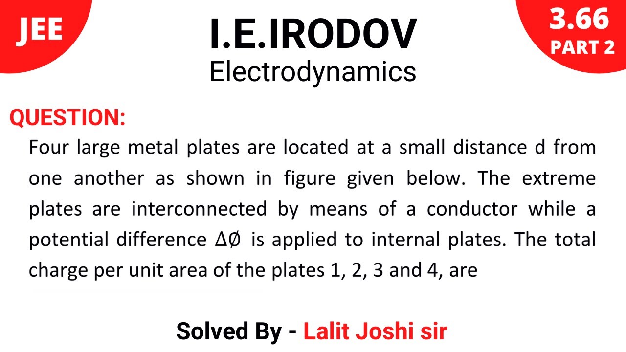 IE Irodov 3.66 | Part 2 | Properties of conductor  | Solution by Lalit Joshi Sir