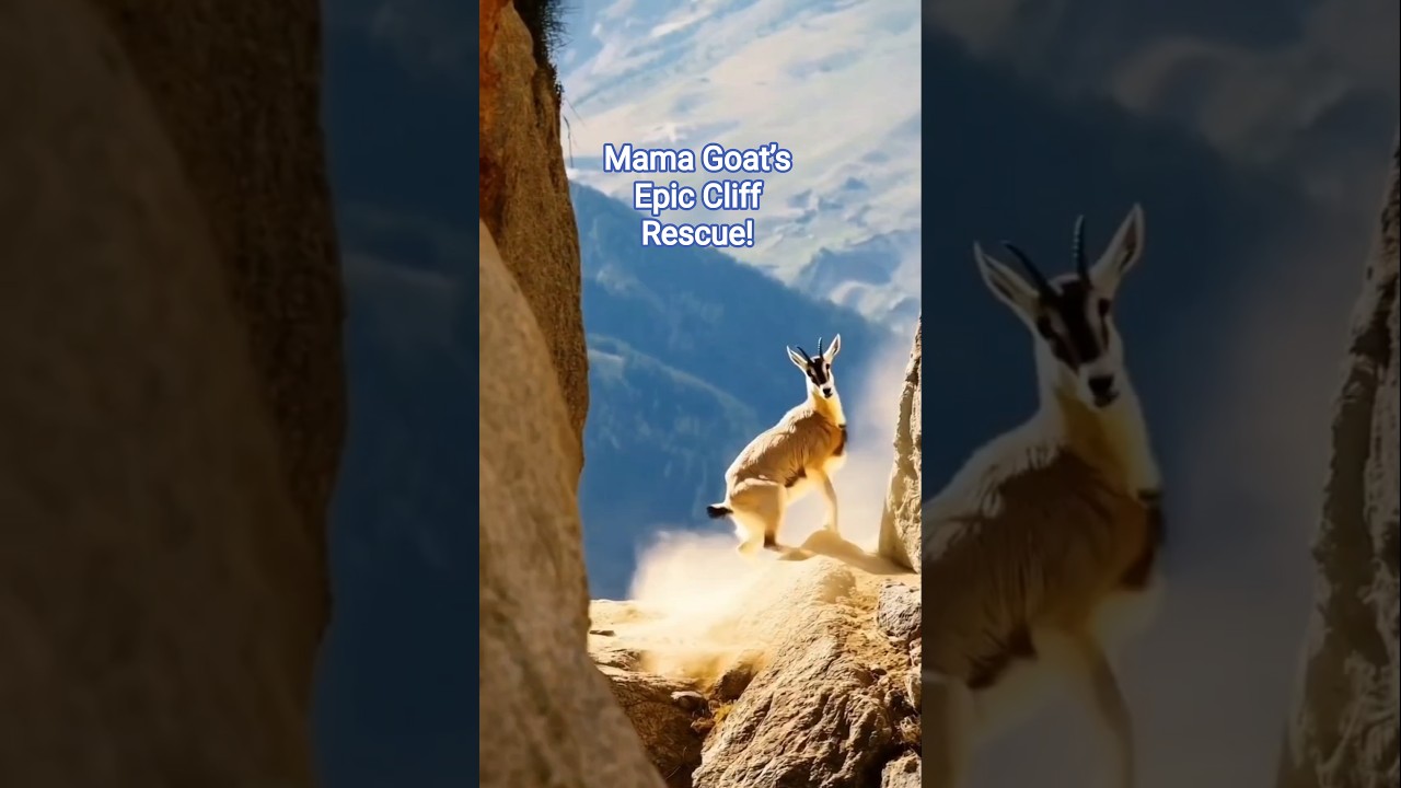 Brave Mama Goat Rescues Baby on Her Back #GoatRescue #ViralVideo #AnimalBond