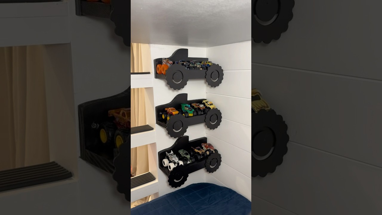 DIY monster truck shelves #diy #process #monstertruck #kids