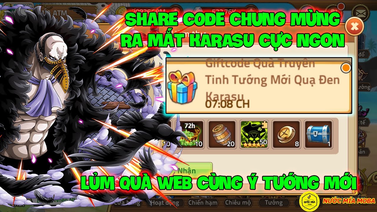 Huyền Thoại Hải Tặc - Share CODE Chung Mừng Ra Mắt KARASU Cực Ngon, Lủm Quà WEB Cùng Ý Tướng Mới