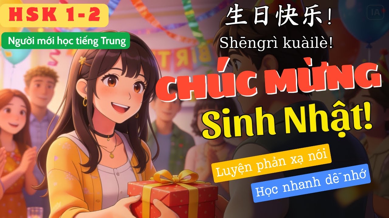 Luyện Nói Phản Xạ Tiếng Trung | Chúc Mừng Sinh Nhật | HSK 1-2