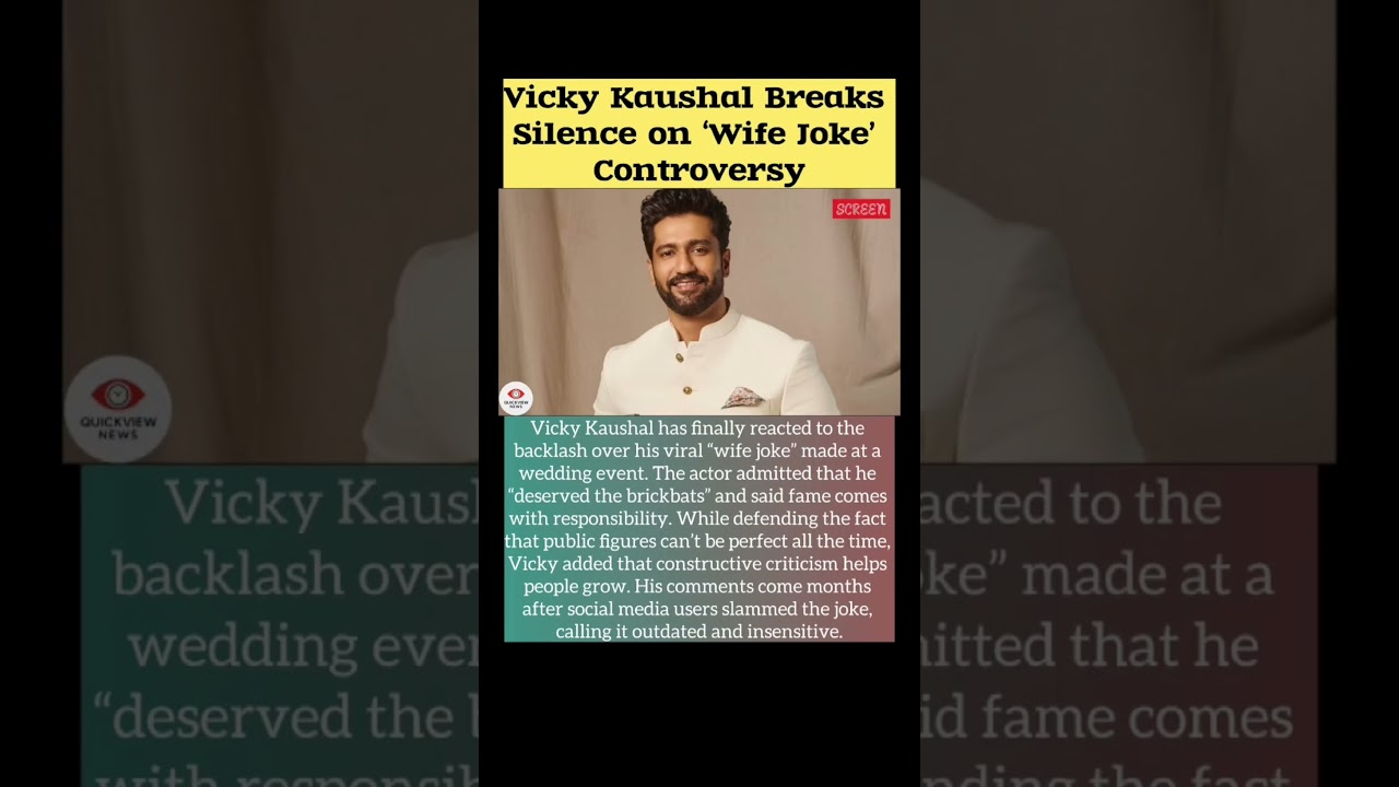 Vicky Kaushal Breaks Silence on &lsquo;Wife Joke&rsquo; Controversy #nivetadhingramusic