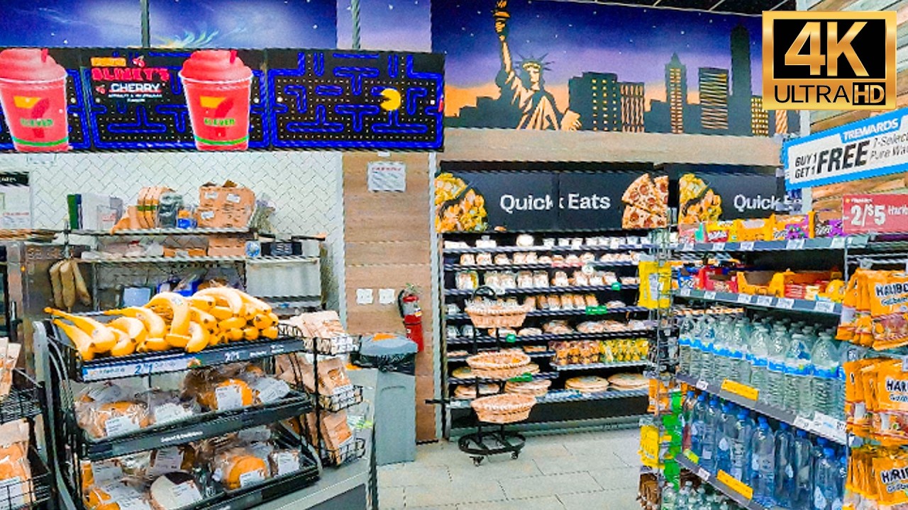 🇺🇸 Откройте для себя НОВЫЙ круглосуточный магазин 7 Eleven в Нью-Йорке, США [Видео 4k]