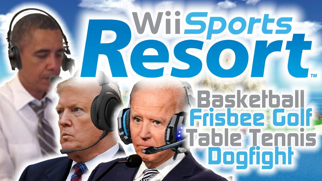 Президенты США играют в Wii Sports Resort (баскетбол, фрисби-гольф, настольный теннис и собачьи б...