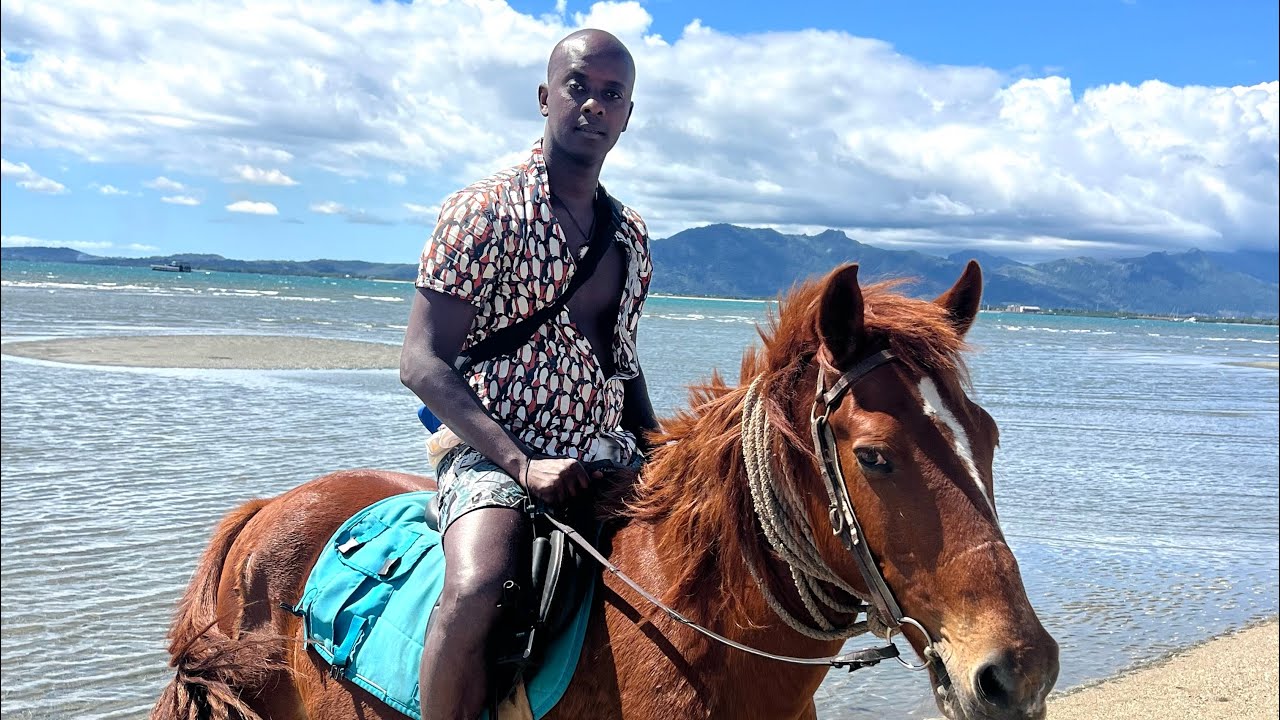 Horseback Riding on a Beautiful Fiji Beach Near Love Island Villa