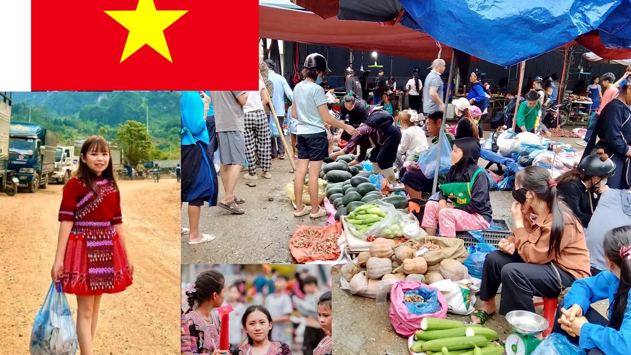 Hoang Su Phi Ha Giang market is very crowded with highland people gathering to trade.#vietnamtravel