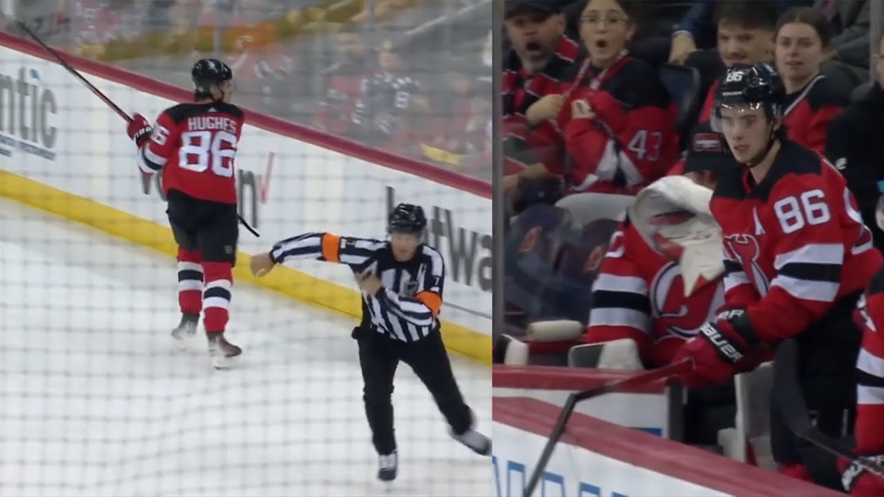 Jack Hughes Throws a Tantrum After No Call and Missing the Net