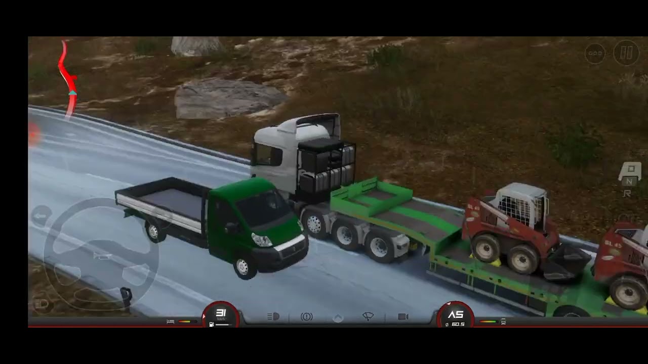 Truckers Of Europe 3 Semi Truck Transporting a Skid Steer Sending From The Airolo 